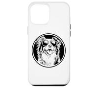 Round Black Logo Blue Merle Australian Shepherd Lover Carcasa para iPhone 12 Pro MAX