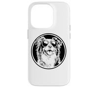 Round Black Logo Blue Merle Australian Shepherd Lover Carcasa para iPhone 14 Pro