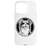 Round Black Logo Blue Merle Australian Shepherd Lover Carcasa para iPhone 15 Pro MAX