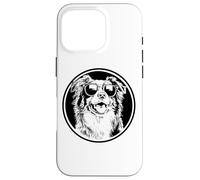 Round Black Logo Blue Merle Australian Shepherd Lover Carcasa para iPhone 16 Pro