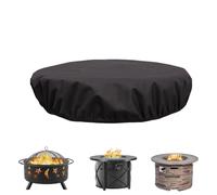 Round Built-In Stone Fire Pit Cover - patio shield, firepit protector | Heavy-duty 600D Oxford fabric, impermeable cubierta, acceso al aire libre para guarding in-ground fire pits from rain, debris