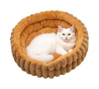 Round Cat Bed, Gray, Khaki, Donut Puppy, Kitten Sleeping, for Indoor Cats, Soft Plush Pad Small to Medium Pets - Cozy Nest for Home, Apartment, Bedroom, Porch and Outdoor Use complements furniture