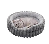 Round Cat Bed - Plush Fabric 15.75x15.75x5.91in | Soft Round Cat Dog Bed Washable | 500g Calming Pet Supplies Furniture Mat For Kitten Home Bedroom Living Room Apartment Dorm And Outdoor Patio Use
