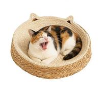 Round Cat Scratcher, Breathable Cotton Rope Pad with Kitten Ear Design, Woven Cat Bed for Play, Exercise, Nail Trimming, Paws Care, Furniture Safety, Enrichment & Activity for Cats