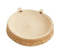 Round Cat Scratcher - Breathable Pad with Kitten Ear Design, Cotton Rope Woven Cat Bed for Play, Exercise, Enrichment, Activity, Nail Trimming, Paws Care, Furniture Protection, Indoor Cats