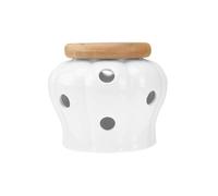 Round Ceramics Jars Storage Container with Bamboo Lids for Sealing Garlic Ginger