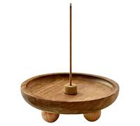 Round Decorative Tray - Wooden Organizer Riser, Bathroom Vanity Tray for Soap Dish, Kitchen Stand with Multi Purpose Use, Home Decor, Candle Holder for Dressing Table and Sink Space