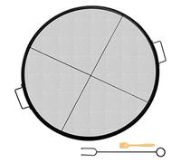 Round Fire Pit Grate, 25" Diameter, And Black Steel Grates With Handles For Campfire Alta Eficiencia