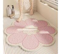 Round Floral Shower Mat, Non Slip PVC with Drainage Holes, Quick Dry (R,90 * 90cm)