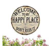 Round Garden Sign, Vintage Yard Decoration Kit, Porch Hanging Plaques Design with Easy Install Setup, 7.87 Inches Outdoor Sign Set, Decorative Lawn Accessory with Modern Style, Garden Use