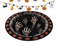Round Halloween Floor Mat, Soft Entry Rug, Spooky Holiday Home Decoration