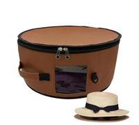Round Hat Storage Box - PU Leather Travel Hat Case With Dustproof Felt