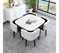 Round Kitchen Dining Table Set 5 Piece with 1 Round Table & 4 Chairs Perfect for Dining Room Kitchen or Conference 80x75cm (31.5x29.5in)
