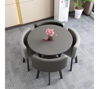 Round Kitchen Dining Table Set 5 Piece with 1 Round Table & 4 Chairs Perfect for Dining Rooms Cafes & Conferences 33.5x29.5in (WxH)