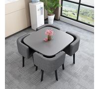Round Kitchen Dining Table Set 5 Piece with 1 Round Table & 4 Chairs Versatile for Dining & Conference 85x75cm/33.5x29.5in Ideal for Home & Office Use.