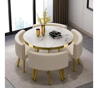 Round Kitchen Dining Table Set 5 Piece with 1 Round Table & 4 Chairs Versatile for Dining & Conference 90 * 75cm (35.4 * 29.5in) Ideal for Homes & Offices