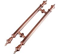 Round Main Door Handle Bar/Large Both Sides Grab Pulls with Screws,Stainless Steel Door Pull Handle, Solid Core Door/Barn Door/Wood Gate/Front Door(Red Bronze,Length 60cm(24inch))