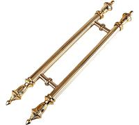 Round Main Door Handle Bar/Large Both Sides Grab Pulls with Screws,Stainless Steel Door Pull Handle, Solid Core Door/Barn Door/Wood Gate/Front Door(Gold,Length 150cm(59inch))