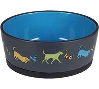 Round Non-Slip Ceramic Dog Food and Water Bowl 1250 ml 18.5 x 7.5 cm Blue