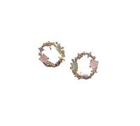 Round Pink Green Crystal Stud Cirlce Jewelry Fashion for Women High-End Earrings