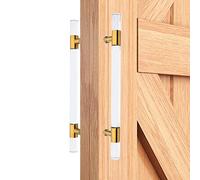 Round Pipe Barn Door Hardware for Bathroom Patio Kitchen Hospital,Clear Crystal Push Pull Door Handles for Glass/Wood Doors, with Fittings(100cm/39.3in)