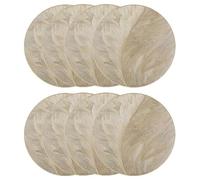 Round Placemats Feather Pressed Washable Gold Table Mats Dining Leaf Place For Holiday Wedding Party Decoration(8PCS)