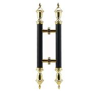 Round Pole Bar Handles with Retro Style Ends,Commercial Large Door Handle Black and Gold, Push Pull Door Handle for Shopping Mall/Building Entry Gate(120cm/47 1/4"-80cm)