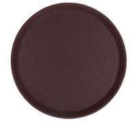 Round Serving Tray | Secure Rubber & Heat Resilient | Stackable Glass Fiber Tray for Restaurant/Bar/Home | 12" Brown Serving Dish (Tempered 40cm (Circle))