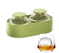 Round Silicone Ice Mold, 2 Cavity Sphere Maker Tray, Lid Covered Ball Forming Tool, Flexible Freezer Mold Set, Smooth Release Crystal Ice Shape Maker, Cooling Accessory for Bar
