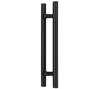 Round Smooth Poles for Indoor Outdoor,H-Shaped Sliding Door Handle Stainless Steel, Double-Sided Glass Handle Pull Set, 38mm Diameter, Easy to Install(Black,120cm/47 1/4"-80cm)
