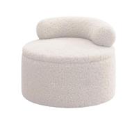 Round Storage Footstool Seat - Plush Ottoman Bench, Shoe Change Chair, Padded Comfort Footrest Furniture Accent Piece, Soft Upholstery Organizer Seating Solution System for Living Room Bedroom Entrywa