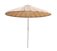 Round Sun Shade 2.7m | Garden Umbrella | Oriental | with Crank and Tilt Outdoor Garden Patio Furniture | 24 Fiberglass Ribs