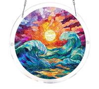 Round Suncatcher Window Hanging Crafts Window Suncatcher Acrylic Puzzle for Living Room Bedroom Summer Home Balcony Decor
