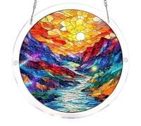 Round Suncatcher Window Hanging Crafts Window Suncatcher Acrylic Puzzle for Living Room Bedroom Summer Home Balcony Decor