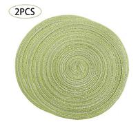Round Table Mats Heat-Resistant Woven Table Pad Non-Slip Trivets Pot Holders Spoon Rest Coasters for Kitchen Cooking Dining (Green2Pcs)