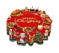 Round Tablecloth - Polyester, Vintage Cover Protector | Christmas Round Tablecloth, Stain-Resistant Holiday Dining Decor For Thanksgiving, Winter, Patio, Kitchen, Fall, Picnic, Party, Gatherings