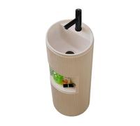 Rounded Basin Sink, Quartz Stone Floorstanding Column with Storage, Sink Combo Faucet Drain Kit and Angle Valve (Color : Milk Coffee-A) (Milk Coffee a)