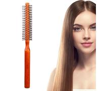Rounded Hair Brush - Wooden Hair Comb, Handbag Hairbrush with Nylon | Bristles, Women Brush for Blow Drying, Styling Accessory Detangling Brushes, Lightweight Hairbrush for Long Short