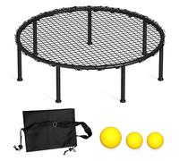 Roundnet - Juego de pelota de playa con 3 pelotas, red de polietileno de alta elasticidad, funda de transporte de almacenamiento, perfecto para césped, playa, patio, juegos al aire libre para adultos