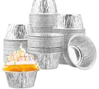 Roundsky Moldes de papel para magdalenas, 150 unidades de papel de aluminio, para cupcakes, moldes desechables para magdalenas, moldes de cupcakes, moldes de aluminio para cupcakes, pudding