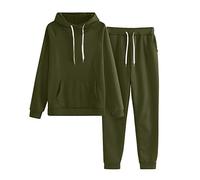 Rouped Conjunto Chandal Mujer de Otoño Invierno Algodón con Capucha + Ocio Larga Pantalones Conjuntos Deportivos Sudaderas con Bolsillos Hogar Manga Larga Color Sólido AG,XL