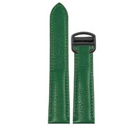 ROUREOX 17mm-25mm Correa Cuero Genuino Piel Becerro Graneada, Banda de Repuesto con Cierre Desplegable para Cartier Tank Must Santos-Verde+Negro 20mm