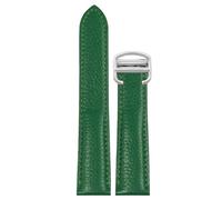 ROUREOX 17mm-25mm Correa Cuero Genuino Piel Becerro Graneada, Banda de Repuesto con Cierre Desplegable para Cartier Tank Must Santos-Verde+Plata 20mm