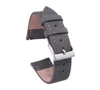 ROUREOX 18mm Correa De Cuero Reloj Hombre Artesanal Cierro De Acero Inoxidable Correa De Cuero Reloj Accesorios-Gris Claro