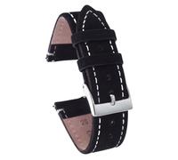 ROUREOX 18mm Correa De Cuero Reloj Hombre Artesanal Cierro De Acero Inoxidable Correa De Cuero Reloj Accesorios-Negro + Blanco