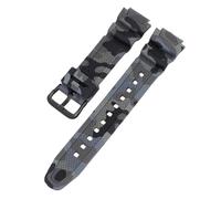 ROUREOX 18mm Correa Silicona Camuflaje Hombre Banda Goma Deportiva Impermeable Repuesto Hebilla Pasador para Casio AQ-S810W/AE-1200/1300/SGW-300/AEQ-110W-3 + Negro 18MM