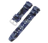 ROUREOX 18mm Correa Silicona Camuflaje Hombre Banda Goma Deportiva Impermeable Repuesto Hebilla Pasador para Casio AQ-S810W/AE-1200/1300/SGW-300/AEQ-110W-2 + Plata 18MM