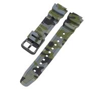 ROUREOX 18mm Correa Silicona Camuflaje Hombre Banda Goma Deportiva Impermeable Repuesto Hebilla Pasador para Casio AQ-S810W/AE-1200/1300/SGW-300/AEQ-110W-4 + Negro 18MM