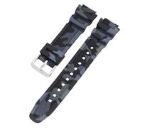 ROUREOX 18mm Correa Silicona Camuflaje Hombre Banda Goma Deportiva Impermeable Repuesto Hebilla Pasador para Casio AQ-S810W/AE-1200/1300/SGW-300/AEQ-110W-1 + Plata 18MM