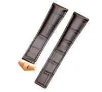 ROUREOX 20mm Correa De Cuero Reloj Auténtica Hecha A Mano Cierro Mariposa Ajustable Suave Correa De Cuero Reloj Accesorios para Tag HEUER paraMULA 1-Negro + Oro Rosa